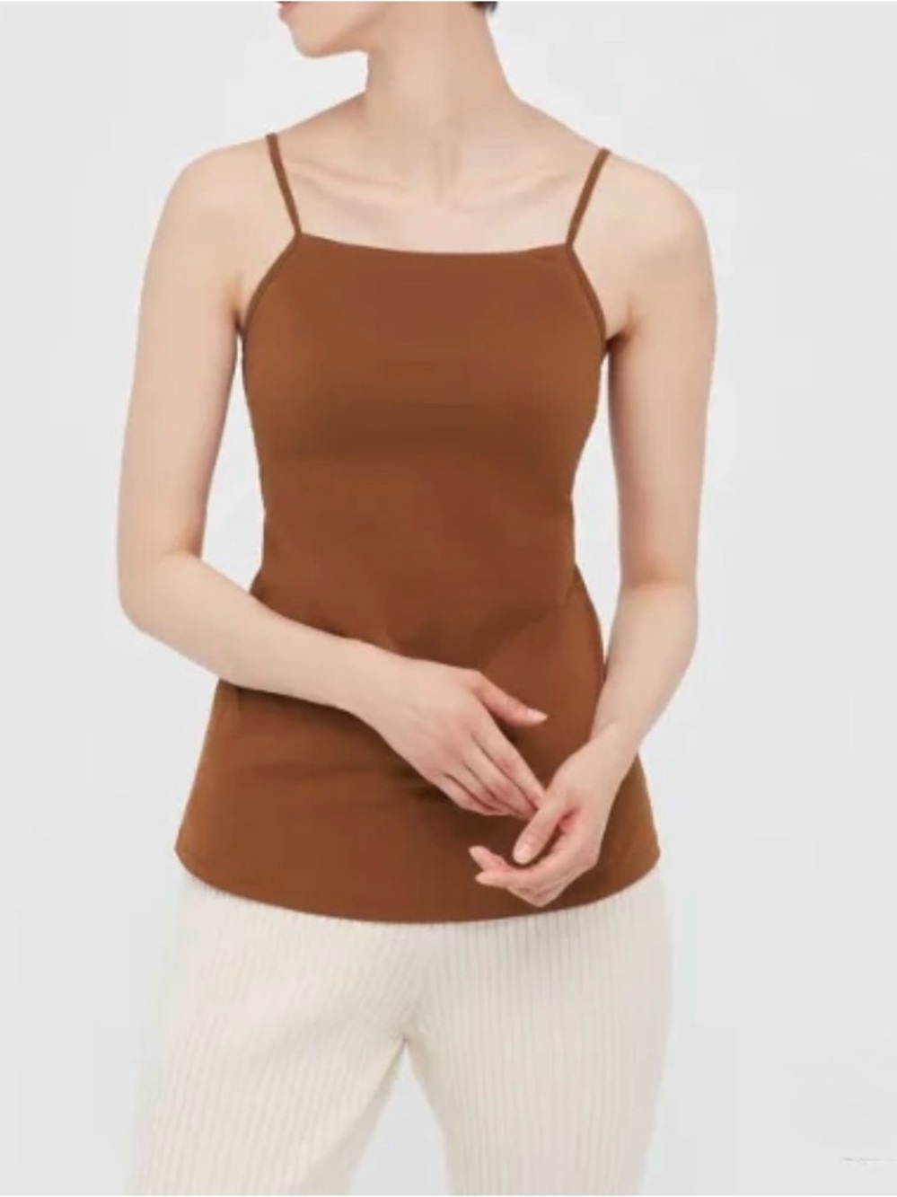 Mame Kurogouchi Uniqlo Airism Straight High Bra Camisole Tank Rust Brown M EUC